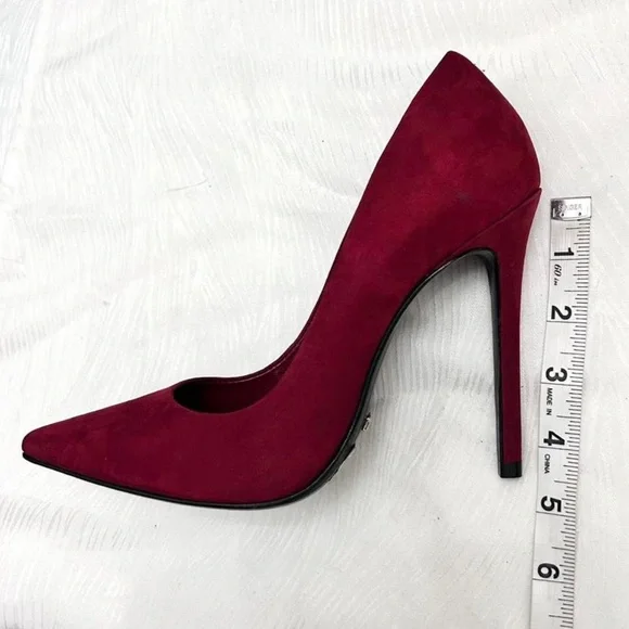 SCHUTZ Gilberta Burgundy Suede Heel Pointed Toe Pumps in Rubi Wine - Size 8 - Picture 8 of 8